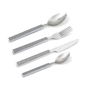 Juego de 4 cubiertos de acero inoxidable, utensilios de cocina ideales para regalos de mesa, uso doméstico, cubiertos chapados en Color plateado, mango de último diseño - Product Image 1