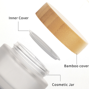 Tùy CHỈNH 60ml 50g 30ml Matte bơm lại bao bì mỹ phẩm Frosted Glass Cream Jar với nắp tre chai thủy tinh - Product Image 2