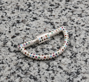 925 <b>Sterling</b> <b>Silver</b> D shape Carabiner Lock Multi-Color CZ Charms with Claw Setting <b>for</b> Women & <b>Men</b> Unisex - Product Image 4