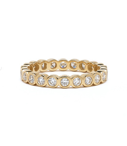 Bezel Set Round Diamond Eternity Wedding Band Lab Grown Diamond Stacking 14K Solid <b>Gold</b> <b>Dainty</b> <b>Ring</b> for Women Anniversary Gift - Product Image 1