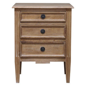 Meubles de chambre à coucher de style ancien et héritage Table de chevet classique à 3 tiroirs en bois massif de haute qualité - Product Image 6