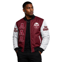 Patch personnalisé avec lettres grecques marron, fermeture éclair sur le devant KA | Veste imperméable à capuche de haute qualité PSI Winter Long Stand Collar
