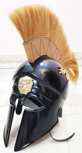 Casco de Armadura Corintia Griega con Pluma, Casco con Acabado Negro, Decoración de Oficina, Casco de Exhibición - Product Image 3