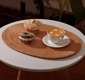 Handwoven Natural Rattan Round <b>Placemat</b> Eco Friendly Boho <b>Table</b> Mat for <b>Dining</b> <b>Table</b>, Coffee and Tea Setting from Vietnam - Product Image 6