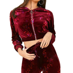 <b>High</b> Quality Lightweight Cotton Velour <b>Knee</b> Length Tracksuit Set for Women Plus Size Customizable Elastic Waist Street Wear - Product Image 2