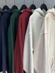 Autumn Winter New Men's Heavy Weight Hooded Sweatshirt <b>American</b> Style Solid Casual Loose Fit Versatile Stitched Design - Product Image 4