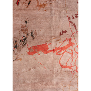 Alfombra de Bambú y Seda Kavi Free Verse, Diseño Abstracto Rojo Naranja, Tejida a Mano, para Decoración de Dormitorio y Sala de Estar, EPB-463 - Product Image 3