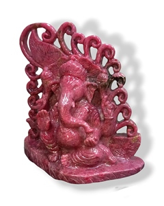 Natural Rhodonite Ganesha Sculpture Gemstone <b>Statue</b> Idol Crystal Carving Art Deco Figurine Hand Carved Environmentally Reiki - Product Image 2