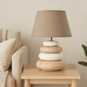 Lampe de table décorative à base de pierre avec abat-jour en forme de dôme, lampe de bureau en verre télécommandée pour la maison ou le bureau, fonctionnant sur piles - Product Image 3