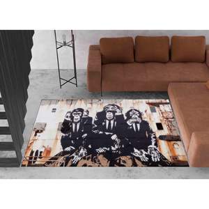 Alfombra con Diseño de Graffiti, Alfombra Estampada con los Tres Monos Sabios de Banksy, Alfombra Suave No Tejida - Product Image 1