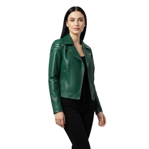 Chaqueta de Motociclista de Cuero Verde Más Vendida, Chaqueta de Motociclista Personalizada al por Mayor, Suministro de Fábrica, Estilo Motero, Cuero Genuino - Product Image 1