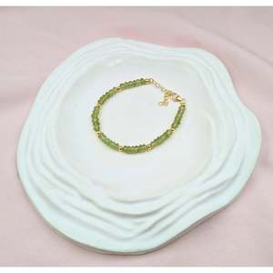 18K Gold Filled Beaded <b>Bracelet</b> 925 Sterling <b>Silver</b> Jewelry with Peridot for Gifts - Product Image 4