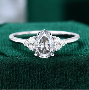 Haute qualité 1ct poire coupe Moissanite bague en diamant VVS1 fiançailles de mariage pour les femmes S925 en argent Sterling avec cadeau plaqué or - Product Image 1