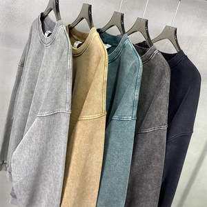 Sweat-shirt à capuche surdimensionné en coton délavé vintage, lavage à l'acide, poids lourd, personnalisé en gros, pour streetwear et vêtements décontractés - Product Image 1