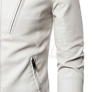 Chaqueta de moda de cuero de manga larga de alta calidad para hombre Mejor precio Blanco perla Diseña tu propio para el invierno - Product Image 4