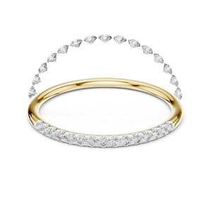 Anillo de Diamantes de Laboratorio de 0.12 CT con Banda Curva y Pavé para Mujer, Claridad VVS-VS EF, Oro de 18K, 14K, 10K y Plata 925, Moissanita - Product Image 1