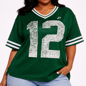 Camiseta de fútbol americano de malla verde con cuello en V, ajuste holgado, personalizada, para entrenamiento, del fabricante - Product Image 5