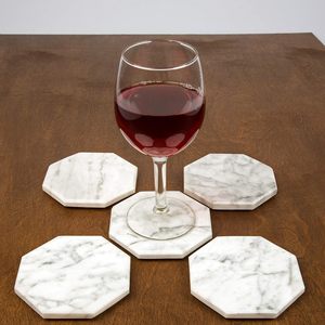 Ensemble de sous-verres hexagonaux en marbre blanc moderne dernier décor à la maison meilleur tapis et tampons de boisson en pierre naturelle support vaisselle - Product Image 5