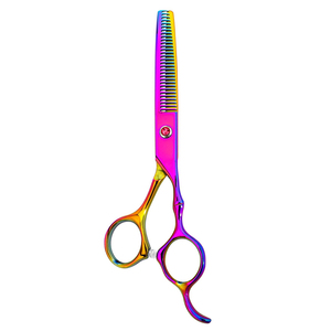 Tijera de adelgazamiento profesional, tijera de pelo de 5,5 pulgadas con revestimiento de titanio para tijeras de adelgazamiento de belleza con reposapiés - Product Image 6