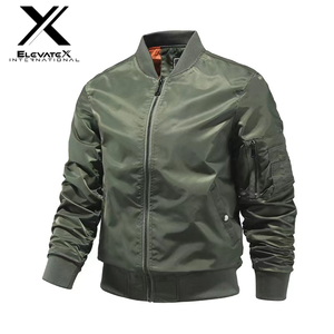 Chaqueta de bombardero de vuelo de Otoño de poliéster/algodón de piloto de alta calidad para hombre, prendas de vestir exteriores con cremallera a prueba de viento, soporte de moda de talla grande con capucha - Product Image 1