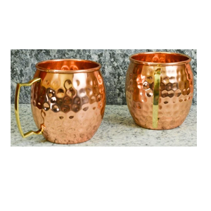 Haute qualité meilleure tasse en cuivre Hammer Point Moscow Mule avec poignée dorée 14oz Moscow Mule Tasses fournisseur de l'Inde - Product Image 4