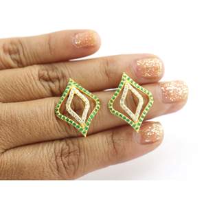 Pendientes de tuerca de mariposa de oro amarillo de 14K, Diamante Esmeralda natural, chapado en oro blanco, moda principal de 18K para compromiso, certificado IGI - Product Image 2