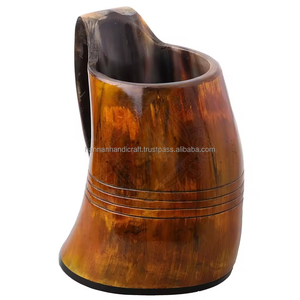 แก้วเขาควายธรรมชาติแบบไวกิ้งสำหรับงานปาร์ตี้ คุณภาพสูง 4 ชิ้น ลายแตกต่างกัน - Product Image 4