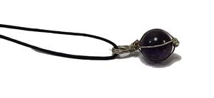 Colgante envuelto en alambre de esfera de amatista de alta calidad, cristal de cuarzo de estilo clásico, collar de piedras preciosas de guijarros caídos, piedra curativa - Product Image 4