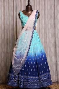 Vêtements de mariée FUAX GEORGETTE HEAVY BRODÉ 5MM SEQUENCE TRAVAIL LEHENGAS AVEC TRAVAIL DUPATTA - Product Image 2