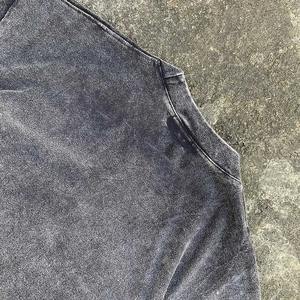 เสื้อปักลายตัวอักษรวินเทจสำหรับผู้ชายเสื้อฮิปฮอปแอซิดแบบปกติสำหรับล้างหน้าจอให้แห้งเร็ว - Product Image 5