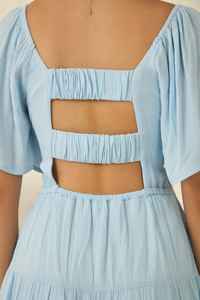 2025 alta calidad precio más bajo cuello cuadrado bohemio Mini Vestido corto vacaciones de verano algodón crepé con vestidos elásticos para mujer - Product Image 6