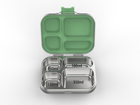 Boîte à lunch pour enfants en acier inoxydable à 4 compartiments, réutilisable, étanche, compatible lave-vaisselle, chauffable, pliable pour l'école