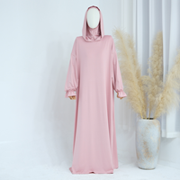 Abaya Modeste pour Femmes, Robe Longue à Manches Longues, Couleur Unie, à Capuche, Abaya Une Pièce, Robe de Prière pour Adultes
