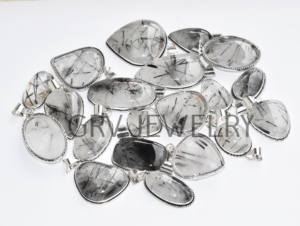Pendentifs en argent sterling 925 faits à la main, style bohème ethnique, avec pierres précieuses naturelles de rutile noir de qualité supérieure, pour fiançailles, fêtes et mariages, vente en gros - Product Image 3