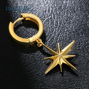 Pendientes de aro de Estrella del Norte chapados en oro de 18 quilates de Plata de Ley 925 hechos a mano para hombres joyería de hip hop - Product Image 3