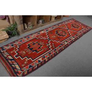 Vintage Turkish Rug Classic Red Black Patchwork Design Handmade Wool Latex Eco Friendly Medium Pile 3.2 X 10.3ft New Rectangle - Product Image 5