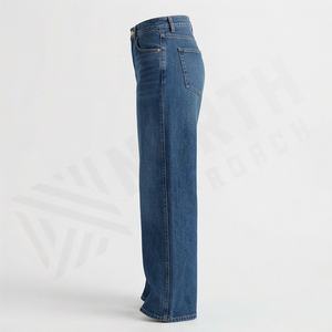 Jeans de Mezclilla Elásticos de Cintura Alta para Mujer, Pantalones Anchos de Talla Grande, Color Personalizado, Parte Inferior de Algodón Transpirable - Product Image 2
