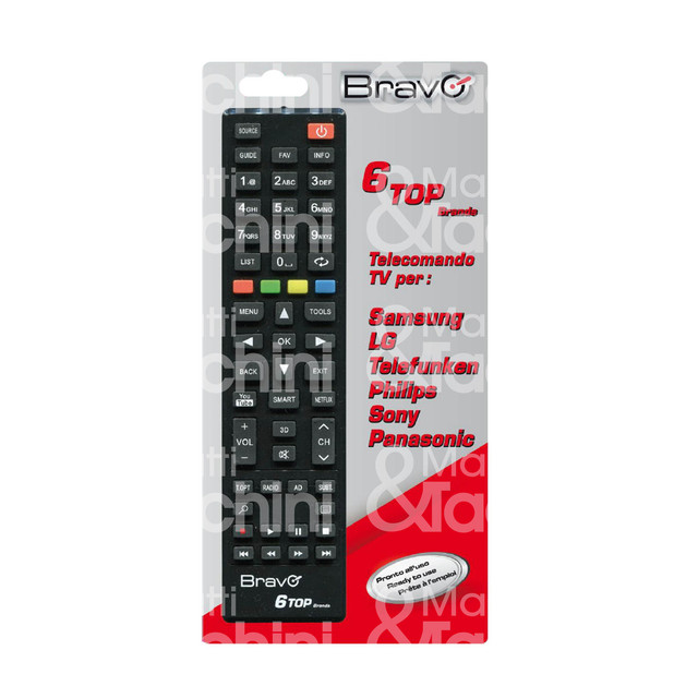 Universal TV Remote Control for 6 Top Brands (Model 328478) with Wide Compatibility