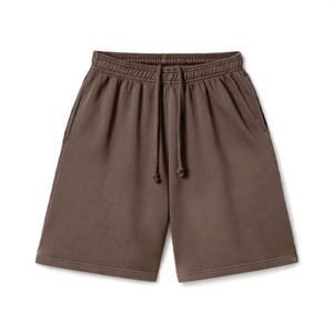 100% doux coton laine français éponge Shorts de haute qualité longues bretelles sueur poids lourd genou longueur garçons Shorts baggy - Product Image 1