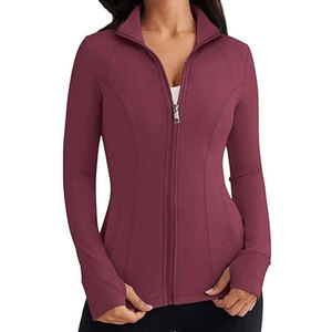 Veste de course à pied pour femme de haute qualité, fermeture éclair intégrale, manches longues, vêtements de sport de yoga, veste d'entraînement, haut respirant et athlétique - Product Image 1