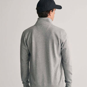 <b>Men's</b> Light <b>Grey</b> Solid Color 100% Cotton <b>Fleece</b> Pullover Sweatshirt Casual Streetwear Regular Fit Breathable Eco-Friendly - Product Image 4