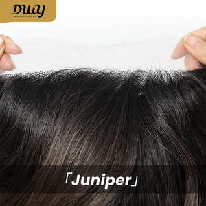 Juniper-DWY Filter Mid-Length Wavy <b>Brown</b> Glueless Synthetic <b>Wig</b> with Transparent Lace Front and Curved Part Dyed Black - Product Image 6