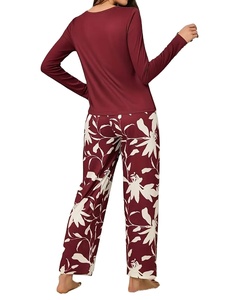 Pijama estampado de LICRA de algodón de verano para mujer, pantalones cortos de manga corta, ropa de dormir cómoda para la vida diaria con camiseta a juego, conjunto de 2 piezas - Product Image 4
