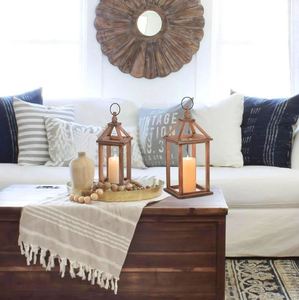 Juego de 2 farolillos de madera modernos de latón AK con gancho de Metal, tarro de vela de Calidad única a bajo precio para decoración del hogar/Decoración de Hotel - Product Image 5