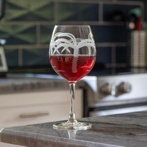 Verre à vin gobelet vintage 18oz en cristal soufflé à la main, motif palmier, sans plomb, gravé à la roue diamantée, nouveau design, pour fête - Product Image 3