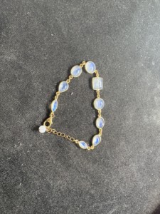 Pulsera de eslabones de cadena de Plata de Ley 925, chapado en oro de 3 micras, piedra lunar arcoíris blanca, diseño elegante a la moda, tamaño personalizable - Product Image 4