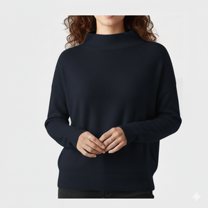 Custom Women Oversized Mockneck Pullover Fleece Knitted Soft Warm Long Sleeve Casual Cozy <b>Top</b> Loose Fit OEM Design Autumn <b>Winter</b> - Product Image 1