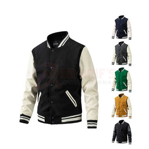 เสื้อแจ็คเก็ตวาร์ซิตี้ขนสัตว์สำหรับผู้ชาย  โลโก้แบบกำหนดเอง  สไตล์ลำลองหลวมๆ  แบบเบสบอล  คอลเลคชั่นใหม่  ไซส์ใหญ่  ถักจากขนแกะ - Product Image 4