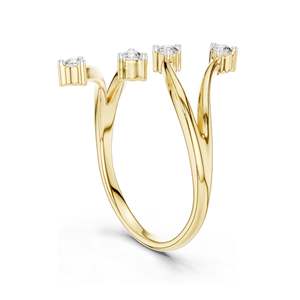 Anillo Curvo con Tres Diamantes de Laboratorio de 0.12 CT para Mujer, Claridad VVS-VS EF, Oro de 18KT, 14KT, 10KT y Plata 925, Oro Rosa, Amarillo - Product Image 5