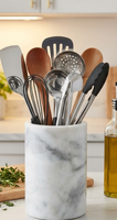 Porte-ustensiles en marbre blanc Organisateur de cuisine Rangement durable et élégant pour couverts et ustensiles de cuisine